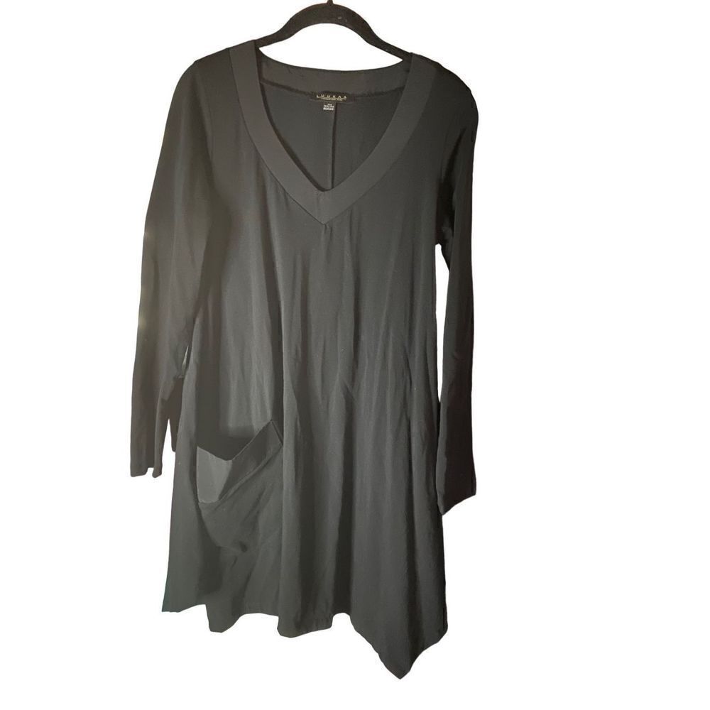 Luukaa women’s black draped front pocket black tunic size 0